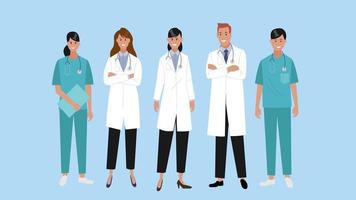 medizinisches Personal von Ärzten und Krankenschwestern. gruppe von medizinern, vektor, flache, karikatur, illustraiton vektor