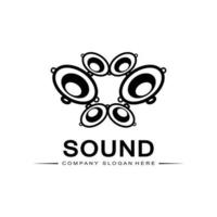 Musik-Schallwellen-Logo-Icon-Vektor, Lautsprecher und Headset vektor