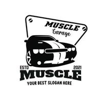 amerikanischer Muscle-Car-Logo-Vektor.Vintage-Design, Garage im alten Stil oder Oldtimer, Geschäft, Autorestaurierung, Reparatur und Rennen, Retro-Konzept vektor