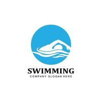 Schwimmbad-Logo-Vektorsymbol, Schwimmer-Athlet, Konzept-Inspiration