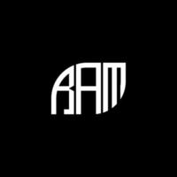 Ram-Brief-Logo-Design auf schwarzem Hintergrund. ram kreative Initialen schreiben Logo-Konzept. Widder-Buchstaben-Design. vektor