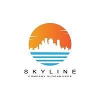 Skyline der Stadt, Wolkenkratzer für städtische Immobiliengebäude Logo-Design-Vektor vektor