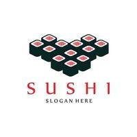 japanischer sushi-food-logovektor, mit einer vielzahl von meeresfrüchten, hintergrunddesign geeignet für aufkleber, siebdruck, banner, flayer, unternehmen vektor