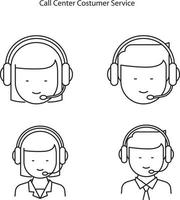 callcenterikoner isolerade på vit bakgrund från insamling av feedback och vittnesmål. callcenterikon tunn linjekontur linjär callcentersymbol för logotyp, webb, app, ui. vektor