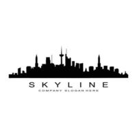 city skyline, skyskrapa för urban fastighetsbyggnad logotyp design vektor