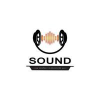 Musik-Schallwellen-Logo-Icon-Vektor, Lautsprecher und Headset