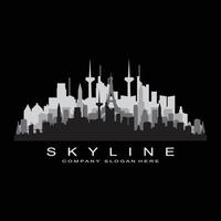 city skyline, skyskrapa för urban fastighetsbyggnad logotyp design vektor