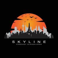 Skyline der Stadt, Wolkenkratzer für städtische Immobiliengebäude Logo-Design-Vektor vektor