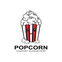 popcorn-logo-ikonenvektor, explodieren, kinosnacks, konzeptillustration vektor
