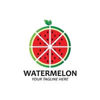 Vektorillustration von frischem Obst Wassermelonenfruchtlogo rot, auf dem Markt erhältlich, Siebdruckdesign, Aufkleber, Banner, Obstunternehmen vektor