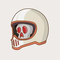 Totenkopf trägt Streifen beige Retro-Helm Motorrad Skelett Kopf Logo Vektor