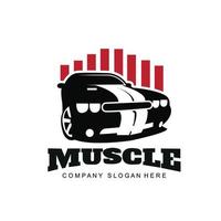 amerikanischer Muscle-Car-Logo-Vektor.Vintage-Design, Garage im alten Stil oder Oldtimer, Geschäft, Autorestaurierung, Reparatur und Rennen, Retro-Konzept vektor