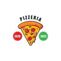 Pizza Food Logo Vektordesign aus Italien, hergestellt aus Weizen und Gemüse, geeignet für Aufkleber, Flayer, Hintergründe, Siebdruck, Lebensmittelunternehmen vektor