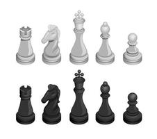 Schachfiguren-Sammlungssatz Schachbrett-Tischspiel-Symbolobjekt-Illustrationsvektor