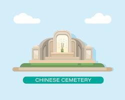 chinesischer friedhof im buddhistischen religionsillustrationsvektor vektor