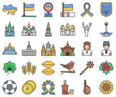 ukraine bezogener gefüllter symbolsatz, vektorillustration vektor