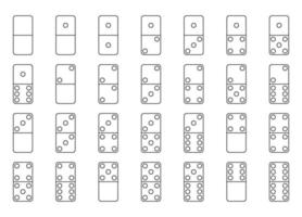domino bitar ikonuppsättning, linje stil med runda hörn vektor