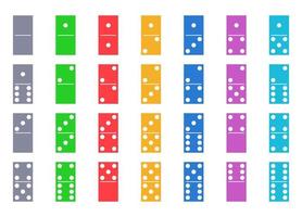 domino bitar platt ikonuppsättning, färg bitar med vit prick vektor