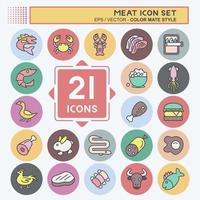Icon-Set Fleisch. für Lebensmittel geeignet. Farbe Mate-Stil. einfaches Design editierbar. Design-Vorlagenvektor. einfache Abbildung