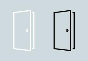 Türsymbol im flachen Stil. schwarz-weißes Türsymbol. vektor