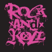 Rock'n'Roll-Musik kreative Schriftzug Grunge-Stil, Druck-T-Shirt oder Poster isolierter Vektor. T-Shirt mit Aufdruck im Vintage-Stil der Rock'n'Roll-Kultur. Vektorbeschriftungsgrafik vektor