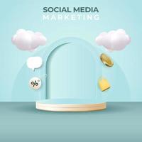 bearbeitbare Social-Media-Post-Vorlage. 3D Social Media Bannerwerbung. vektor
