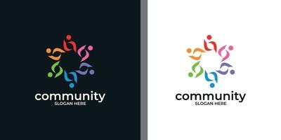 kreativa färgglada sociala grupp logotyp set och visitkort vektor