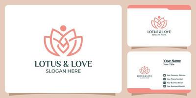 Elegantes, minimalistisches Lotus-Line-Logo mit Visitenkarten-Branding vektor