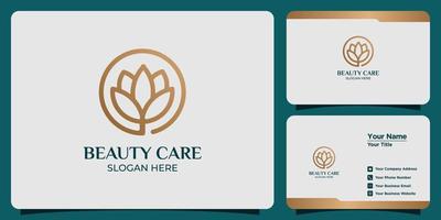 Beauty-Lotusblumen-Logo-Set und Visitenkarte vektor