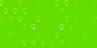 hellgrüner Vektorhintergrund mit Frauenpowersymbolen. vektor
