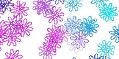 ljusrosa, blå vektor doodle textur med blommor.