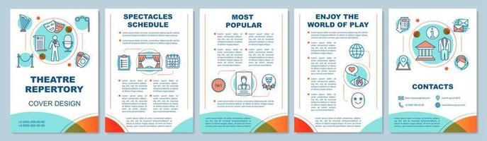 teater broschyr mall layout. konserthändelse. spektakelrepertoir. flygblad, design av häften med linjära illustrationer. vektor sidlayouter för tidskrifter, årsredovisningar, reklamaffischer