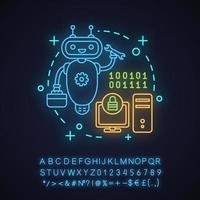 Symbol für das Problem bei der Behebung des Neonlichtkonzepts. Kundensupport-Idee. Kundendienst-Chatbot. virtueller assistent mit schlüssel. leuchtendes zeichen mit alphabet, zahlen und symbolen. vektor isolierte illustration