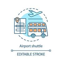 Symbol für das Flughafen-Shuttle-Konzept. Übertragung von Tür zu Tür. öffentlicher Verkehr. transport service idee dünne linie illustration. Reiseausflug. Vektor isoliert Umrisszeichnung. editierbarer Strich