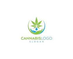 Cannabis-Blatt-Logo-Design, Cannabis-Wassertropfen-Logo-Design, Cannabis-Handblatt-Logo-Design vektor