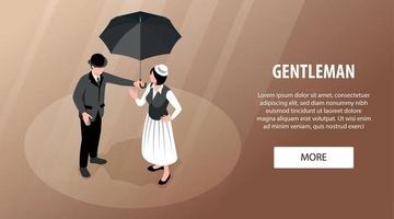 Gentleman isometrisches horizontales Banner vektor