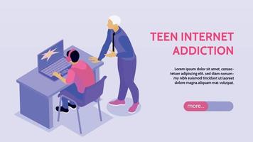 tonåring internetberoende banner vektor