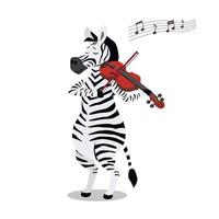 zebra spelar fiol. söt karaktär i tecknad stil. vektor