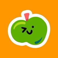 zwinkernder Apfel Cartoon kawaii Charakter vektor