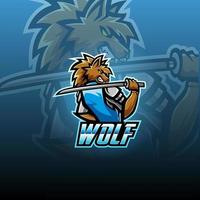wild wolf esport maskot logo design vektor