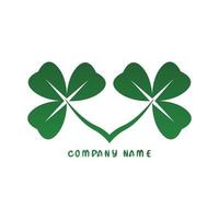 grön tvillingklöver löv logotyp för företag vektor