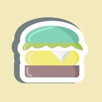 Aufkleber-Burger. für Fleisch geeignet. einfaches Design editierbar. Design-Vorlagenvektor. einfache Abbildung vektor