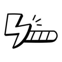 ein Power-Bolzen-Doodle-Liniensymbol vektor