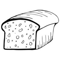 ein Laib Roggenbrot. Vektorsymbol. das isolierte Bild auf weißem Hintergrund. Doodle-Stil, einfacher schwarzer Umriss vektor