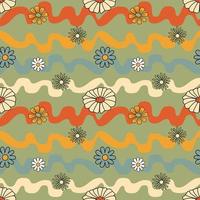 seamless mönster med doodle stil blommor. hippie print koncept. vektor