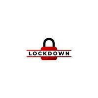 lockdown-zeichenillustration lokalisiert auf weißem hintergrund. Logo-Vorlage sperren. rotes Vorhängeschloss-Symbol Sicherheits-Logo-Konzept. Schutzgestaltungselement. vektor