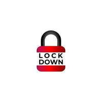 lockdown-zeichenillustration lokalisiert auf weißem hintergrund. rotes Vorhängeschloss-Symbol. Sicherheitslogokonzept. Schutzgestaltungselement. Logo-Vorlage sperren. vektor