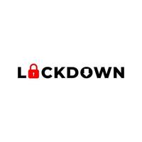 lockdown-zeichenillustration lokalisiert auf weißem hintergrund. rotes Vorhängeschloss, Symbol mit Pfeilform nach unten. Warnung Logo-Konzept. Schutzgestaltungselement. Logo-Vorlage sperren vektor