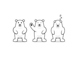 isbjörn söt maskot karaktär tecknad grundläggande pose uppsättning vektor