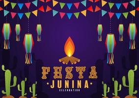 festa junina plakat juni-festival. vektor